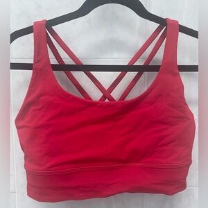 Lululemon red sports bra, cross back, size 10, no pads